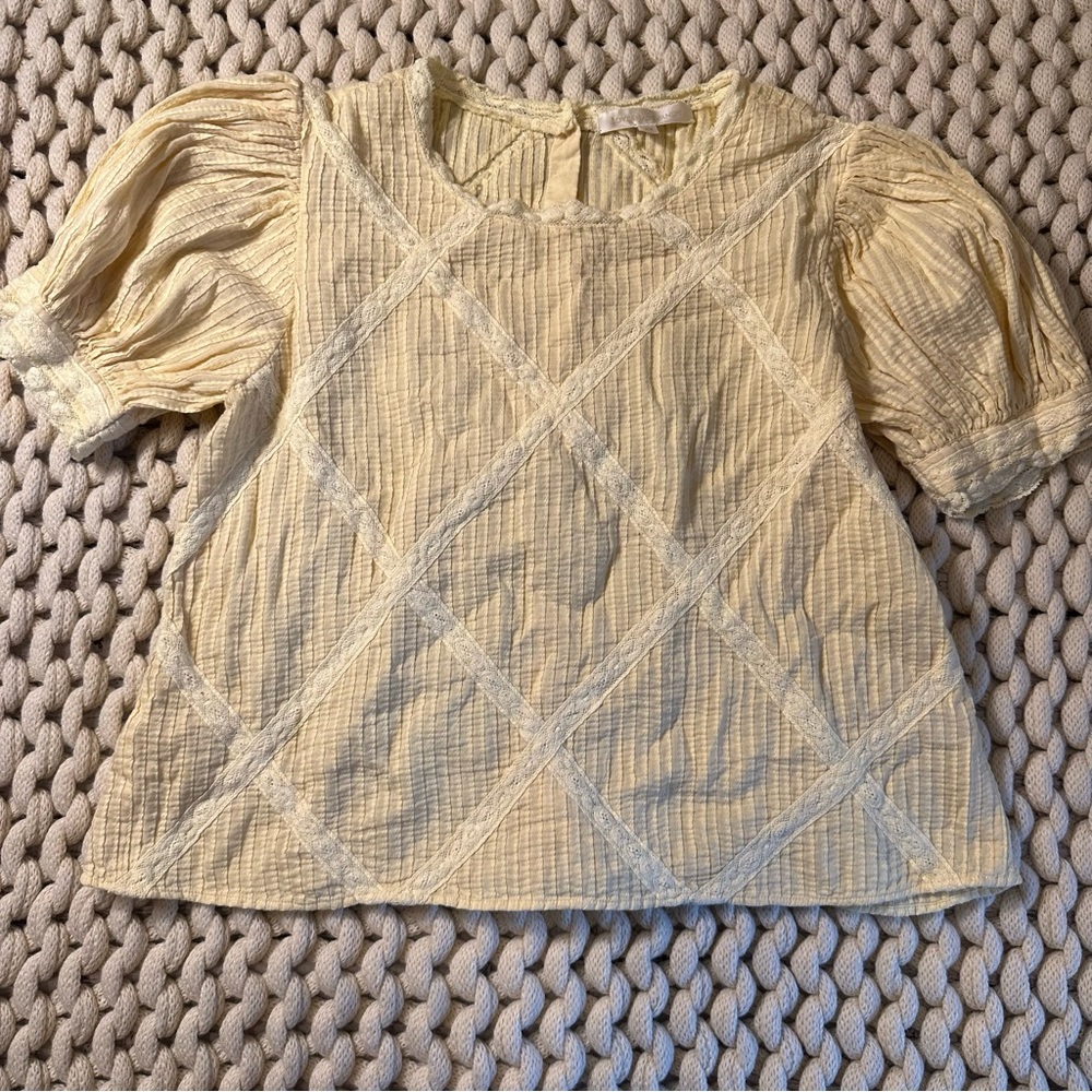 Love Shack Fancy Lace Puff Sleeve Blouse